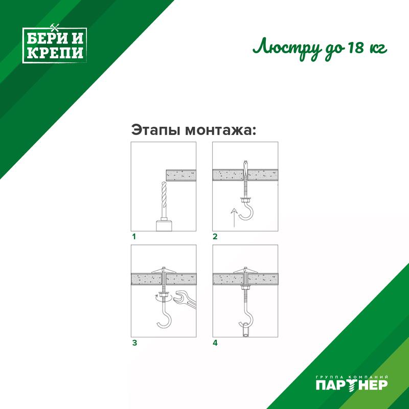 Набор для крепления люстры (до 18кг) БЕРИ И КРЕПИ Партнер 70833