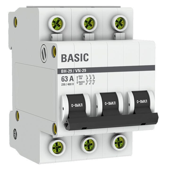 Выключатель нагрузки 3п 63А ВН-29 Basic EKF SL29-3-63-bas