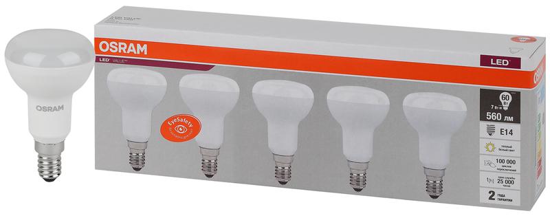 Лампа светодиодная LED Value LVR60 7SW/830 грибовидная матовая E14 230В 2х5 (уп.5шт) OSRAM 4058075583931