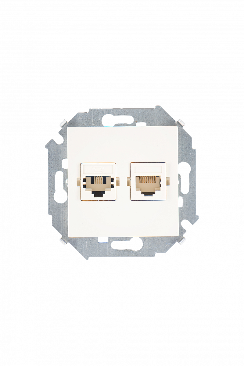 Розетка телефонная компьютерная RJ11+RJ45 Simon SIMON 15, скрытый монтаж, слоновая кость, 1591590-031